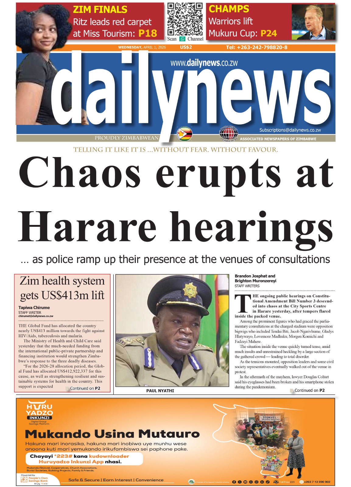 Wednesday 1 April 2026